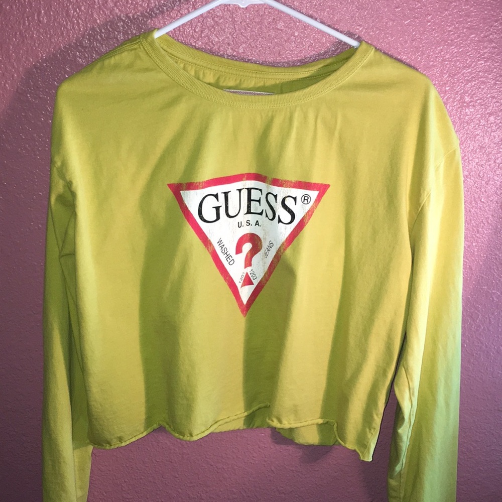 Long sleeve yellow cropped T-shirt